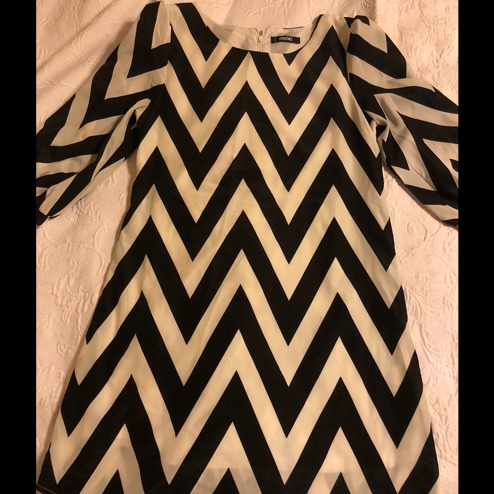 Black and white chevron dress